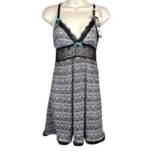 DAISY FUENTES Babydoll Slip in Black and White Women's Size Large